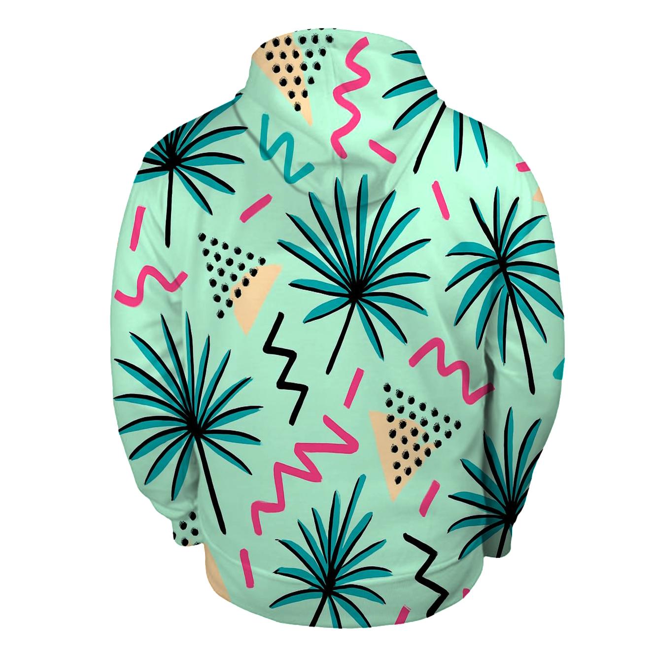 Pastel Memphis Palm Parade custom hoodies