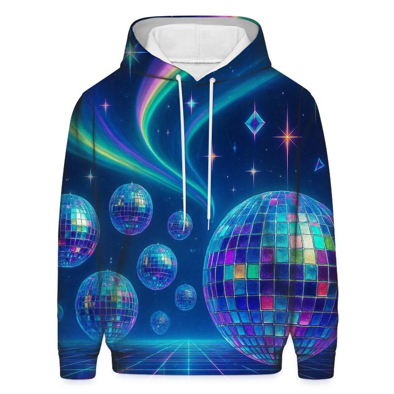 Electric Aurora Disco Array embroidered hoodies