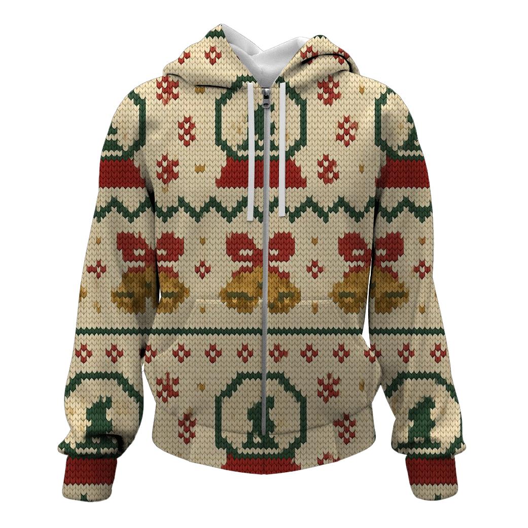 Jingle Bell Snowglobe Stripework Design embroidered hoodies