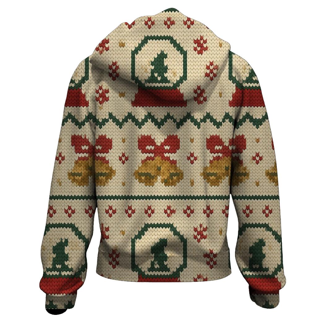 Jingle Bell Snowglobe Stripework Design embroidered hoodies