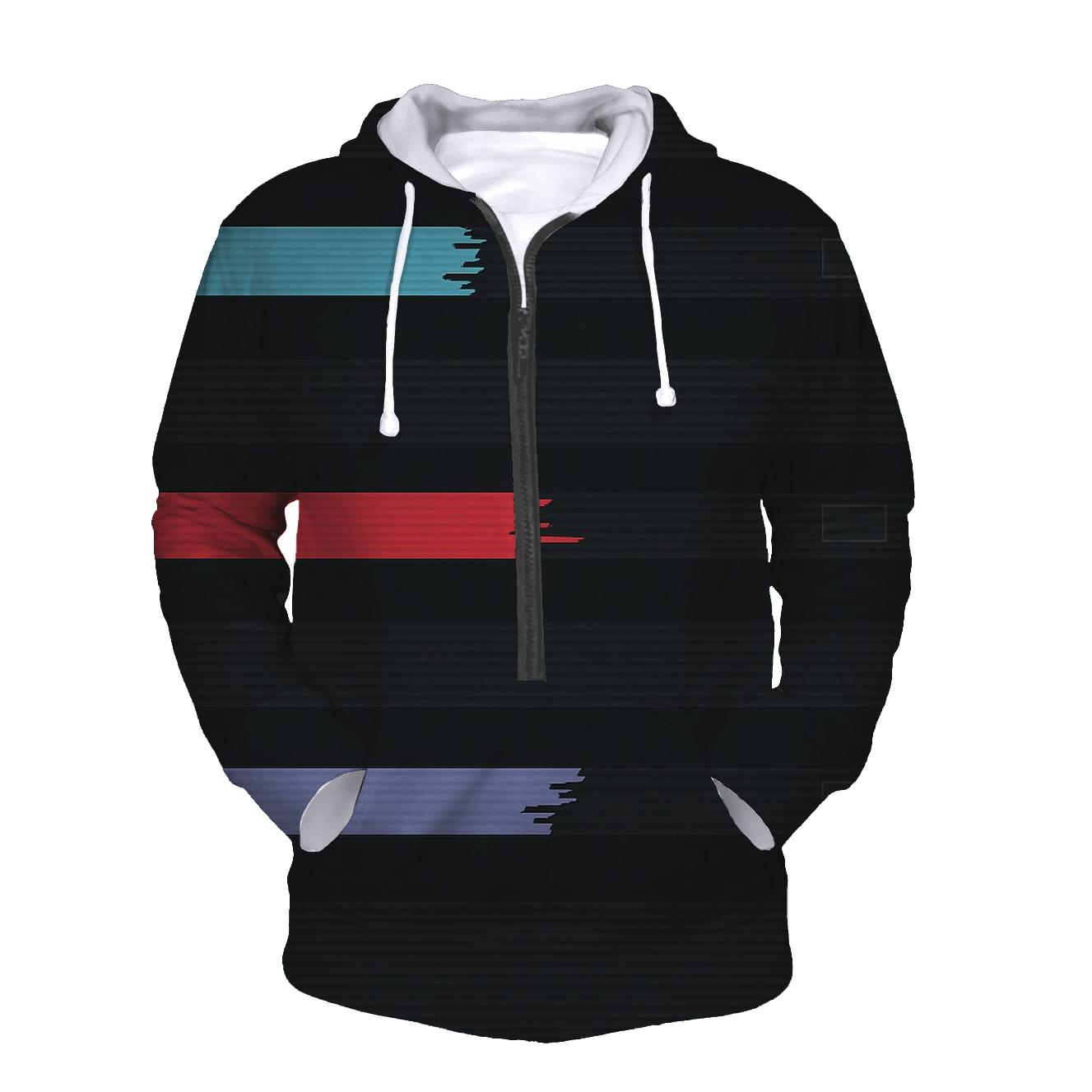 VHS Tracking Wave Stripes designer hoodies
