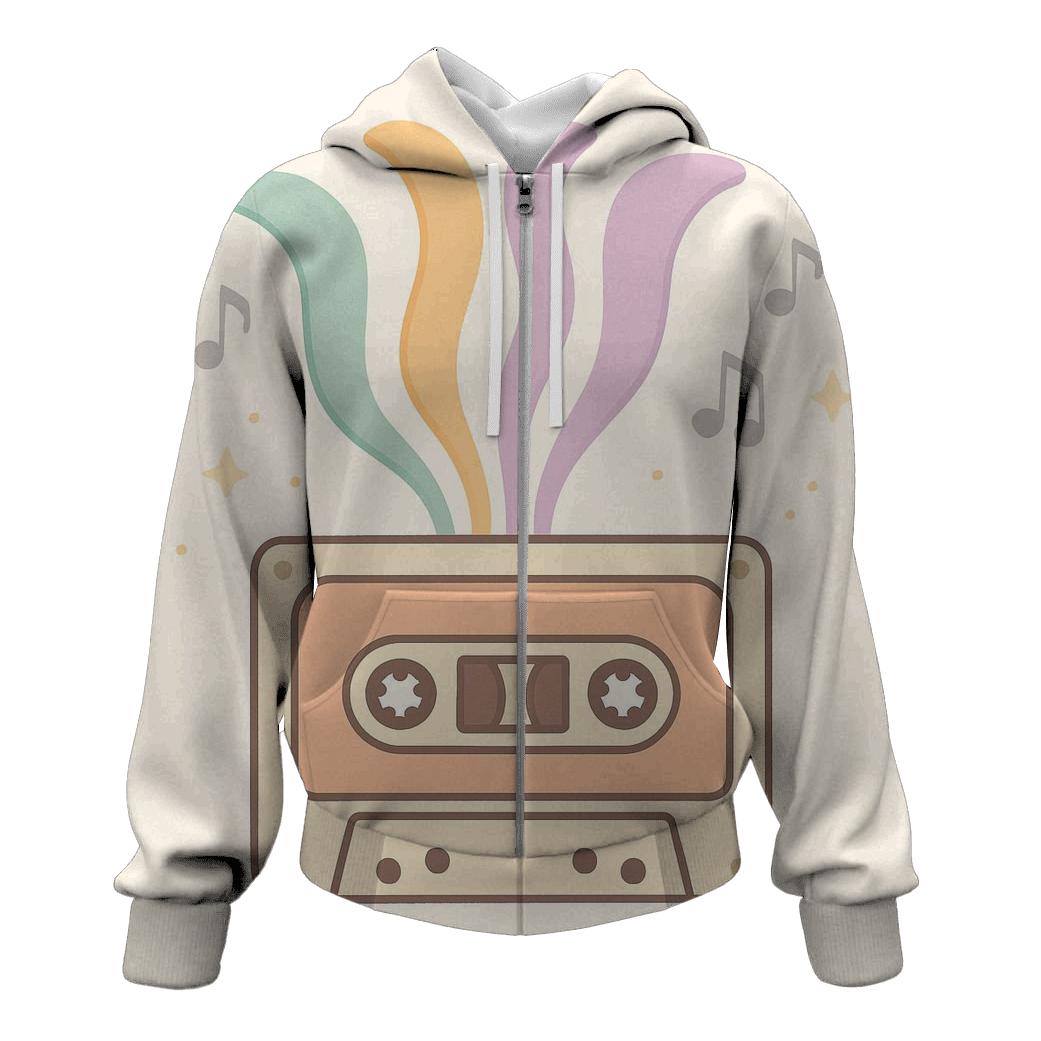Pastel Cassette Bloom printed hoodies