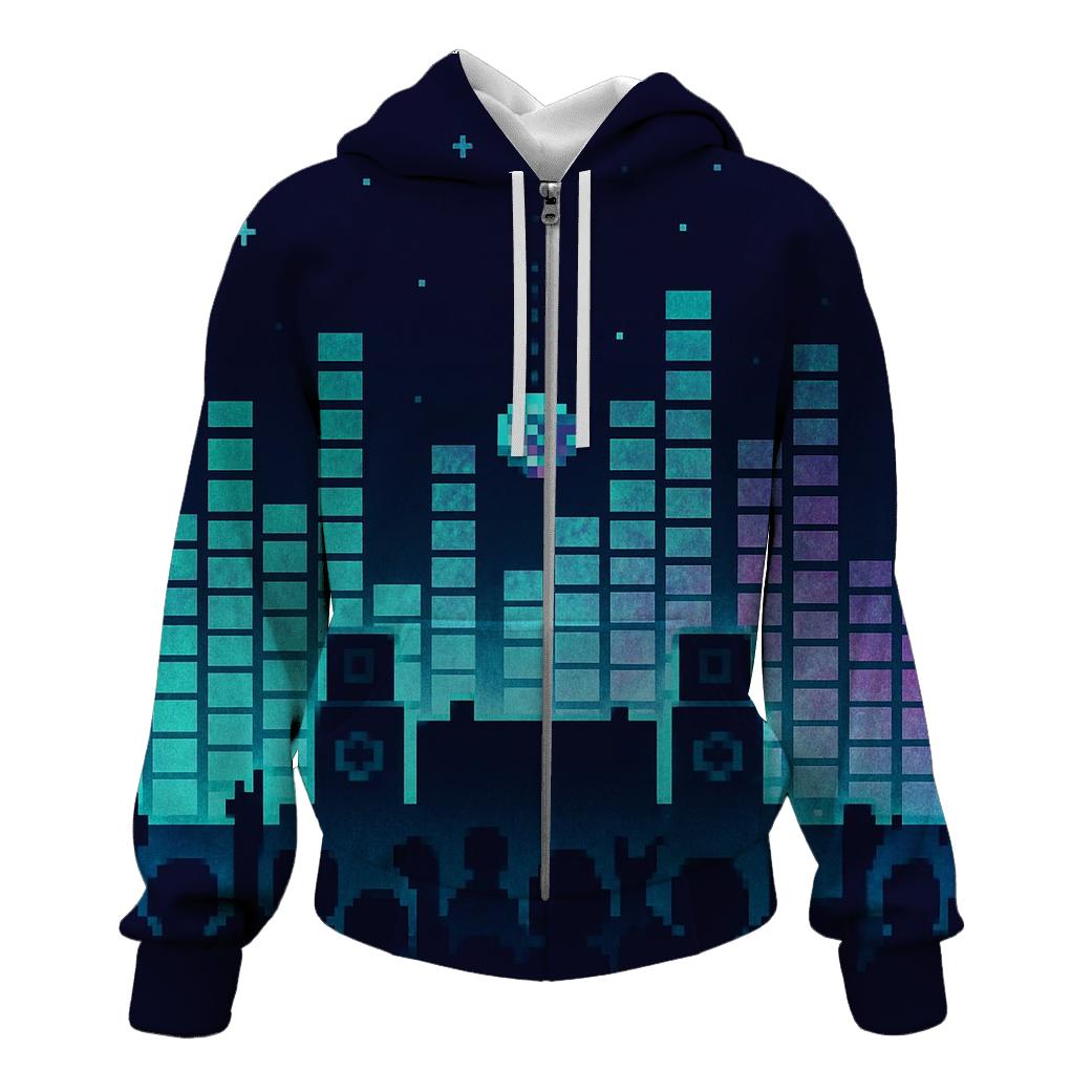 Holographic Pixel Stage Panorama heavyweight hoodies