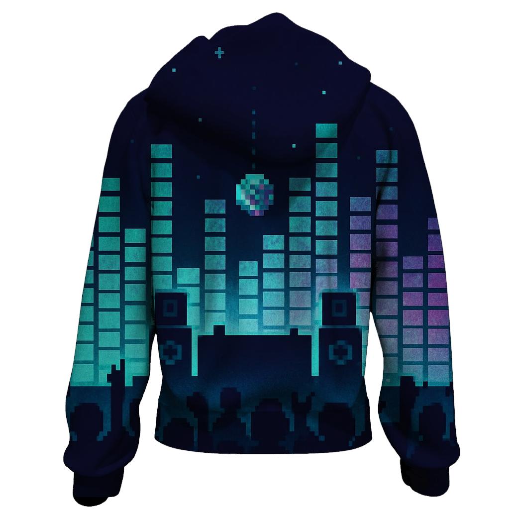 Holographic Pixel Stage Panorama heavyweight hoodies