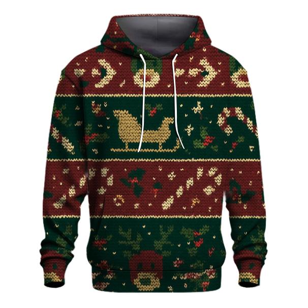 Reindeer Sleigh Traffic Jam Fair Isle Design graphic hoodies