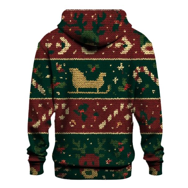 Reindeer Sleigh Traffic Jam Fair Isle Design graphic hoodies