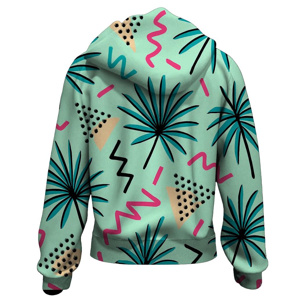 Pastel Memphis Palm Parade zip-up hoodies