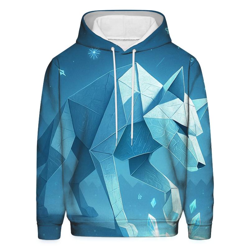 Origami Wolf In Neon Snow zip-up hoodies