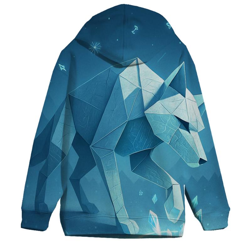 Origami Wolf In Neon Snow zip-up hoodies