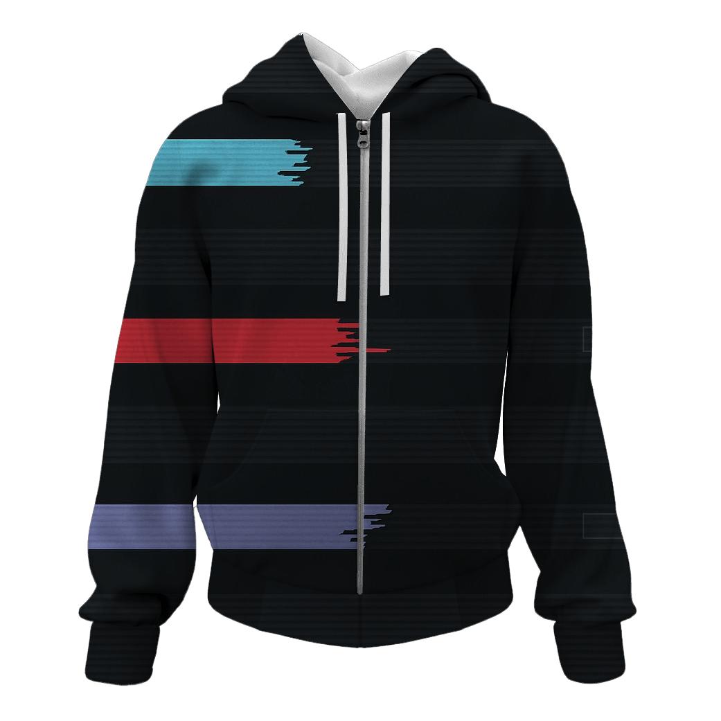 VHS Tracking Wave Stripes printed hoodies
