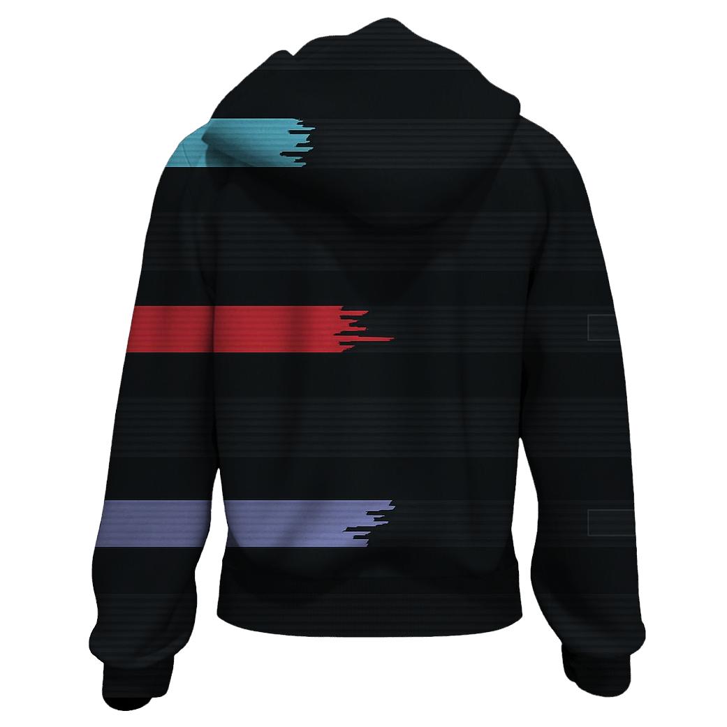 VHS Tracking Wave Stripes printed hoodies