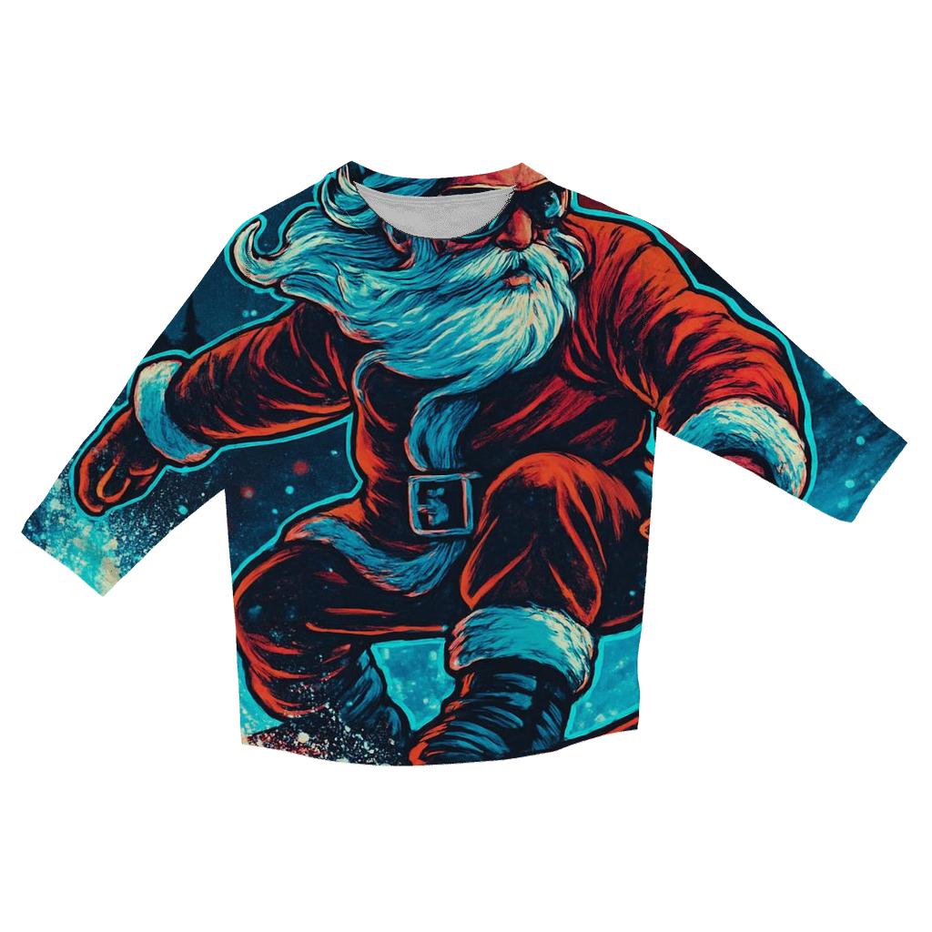 Neon Midnight Santa Snowboard Run stylish quarter sleeve tops