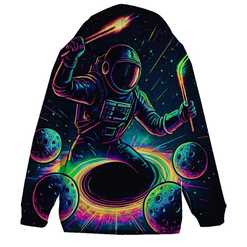 Neon Rift Drummer At The Event Horizon zip-up hoodies