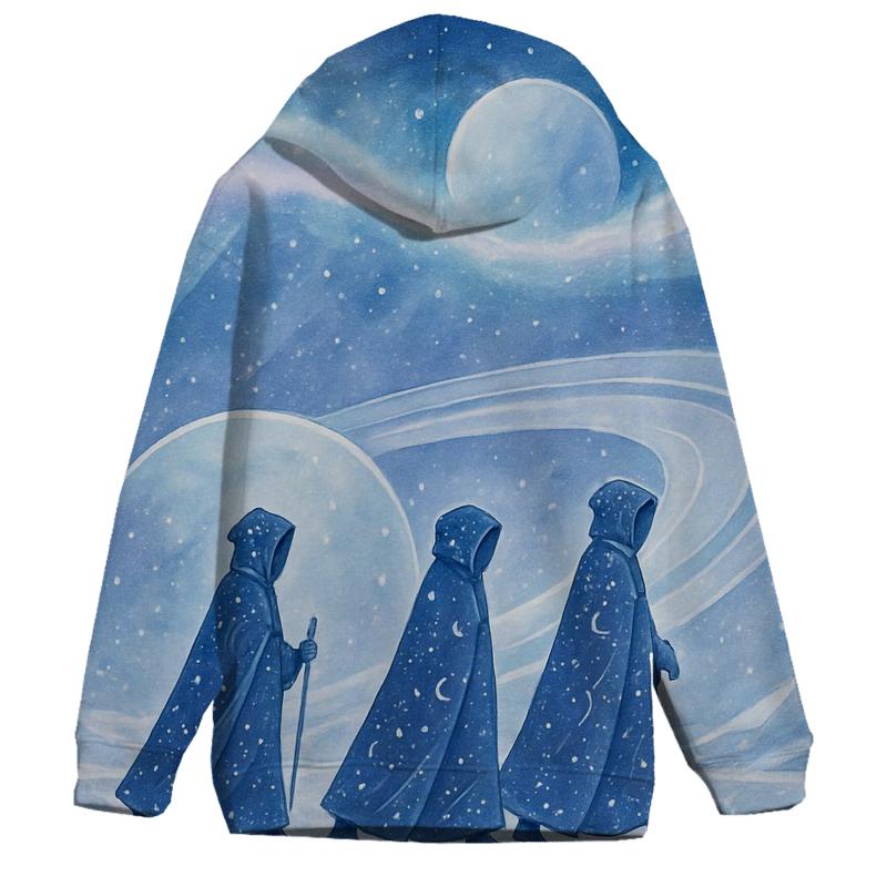 Frost Halo Caravan Under The Aurora Nebula embroidered hoodies