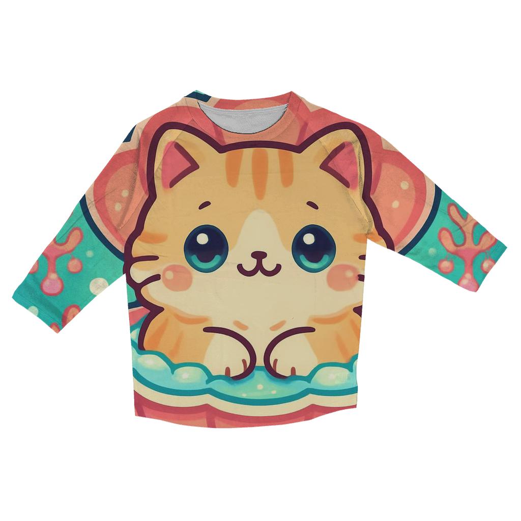 Aurora Bubble Bath Cat Spirit casual three quarter sleeve shirts