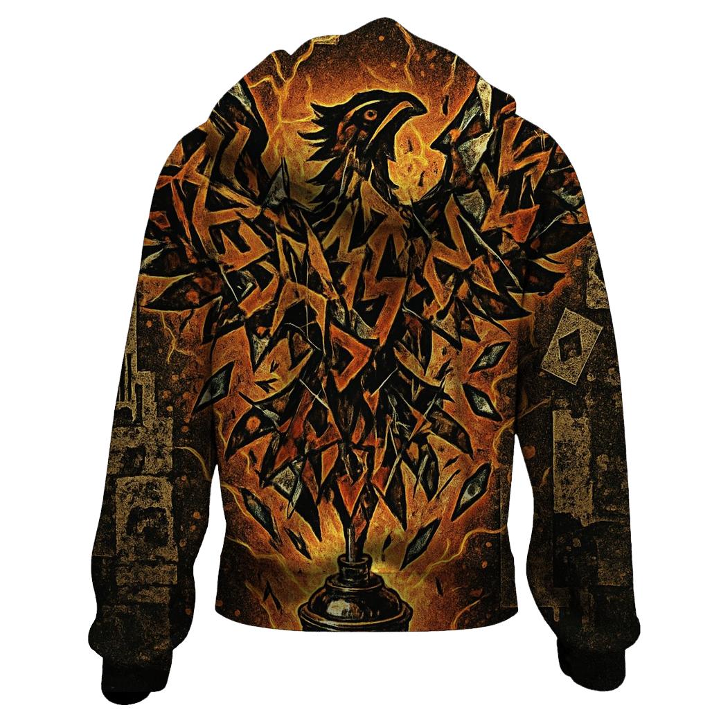 Graffiti Phoenix Of Broken Glass embroidered hoodies