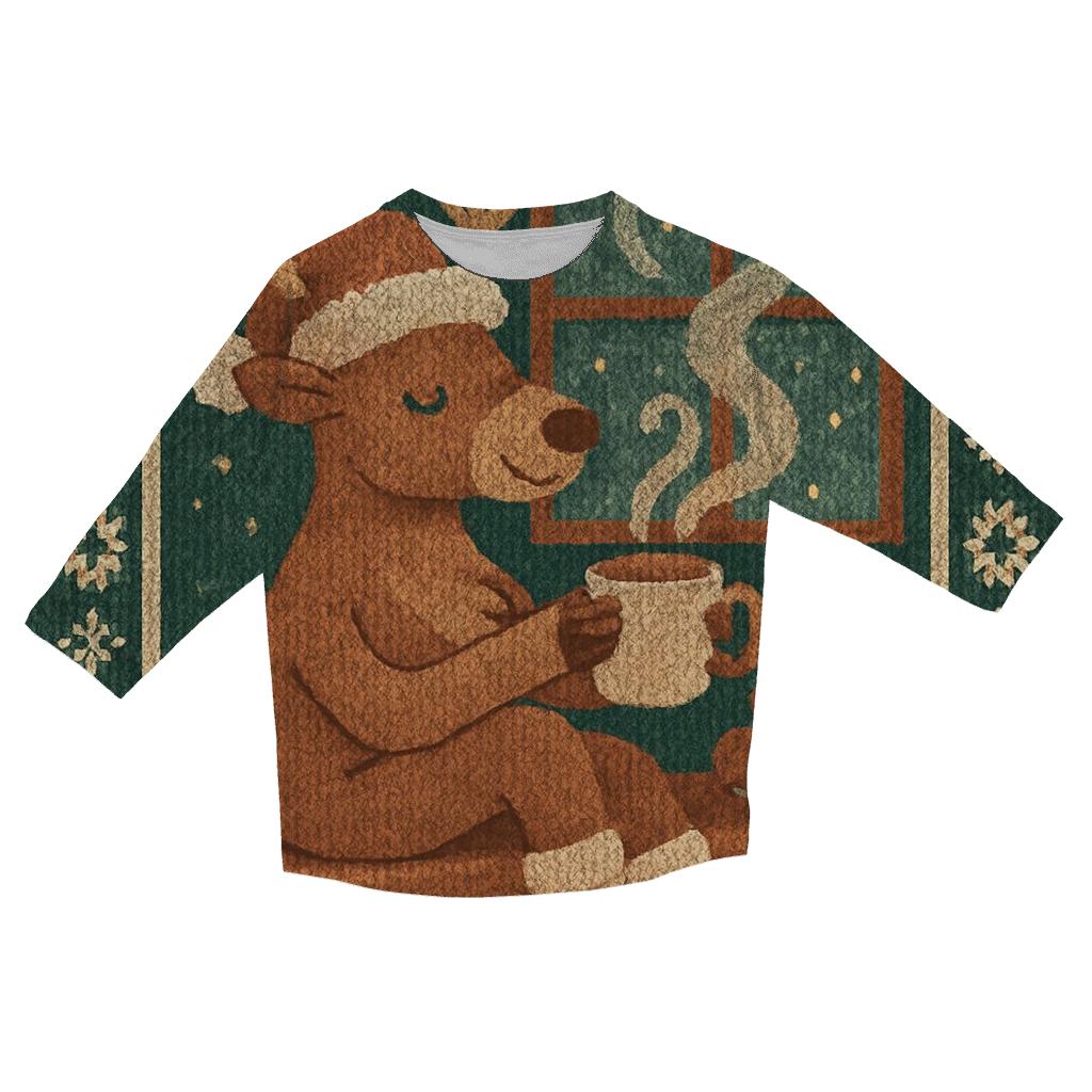 Reindeer Sauna Lodge Serenity printed three quarter sleeve shirts