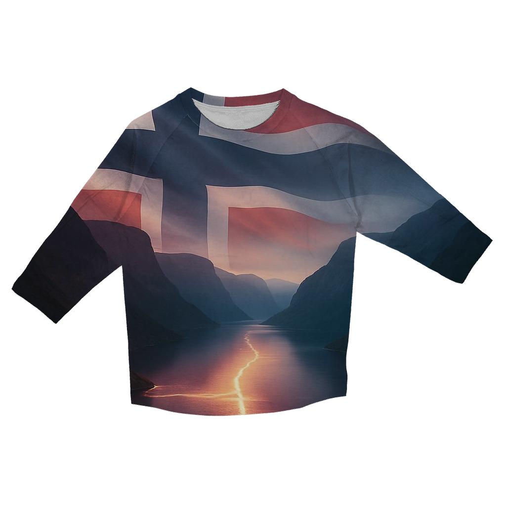 Aurora Fjord Flag Of Norway cotton quarter sleeve shirts