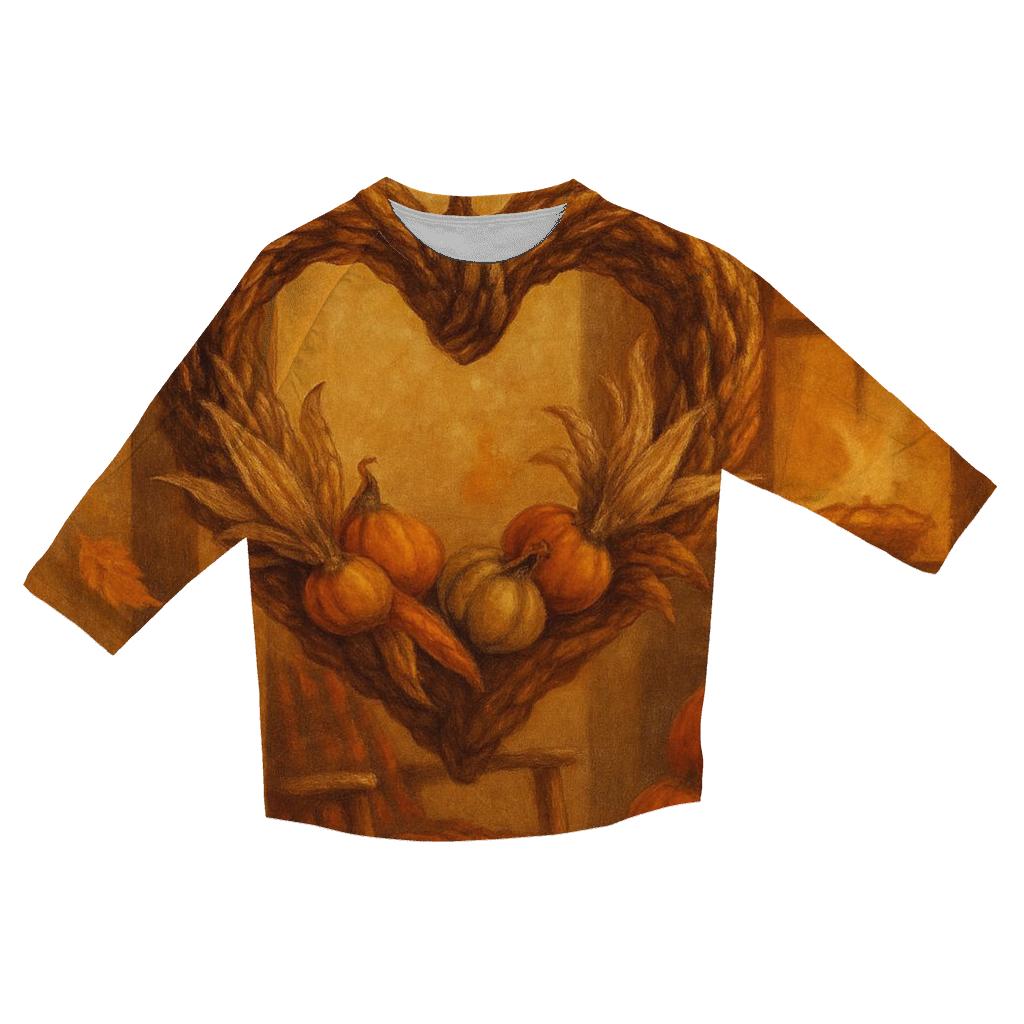 Lanternlit Harvest Porch Welcome printed three quarter sleeve shirts