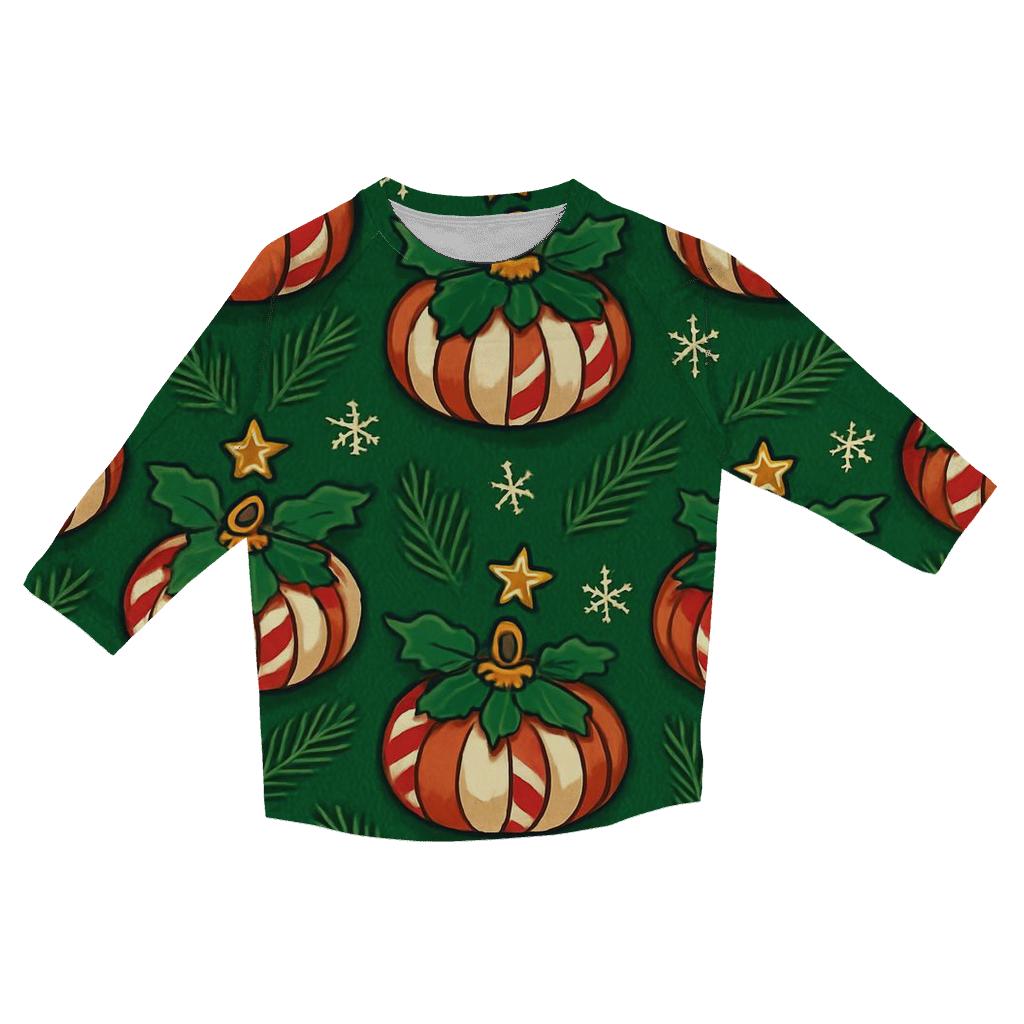 Emerald Noel Pumpkin Ornament Tessellation fashion 3/4 sleeve shirts