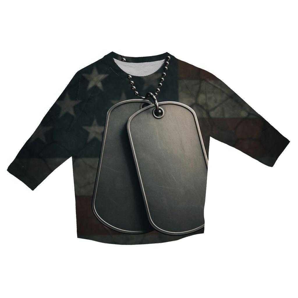Dog Tags In The Flagglass Glow stylish quarter sleeve tops