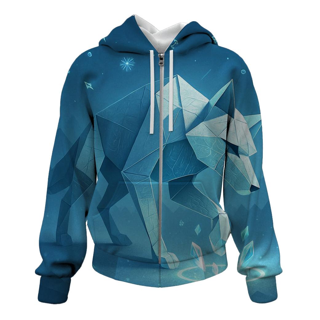 Origami Wolf In Neon Snow hoodie designs