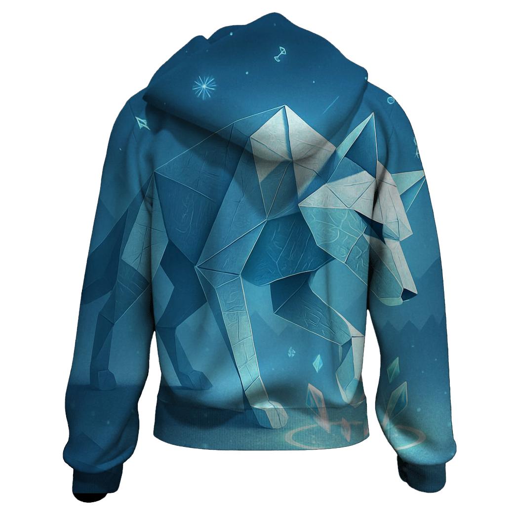 Origami Wolf In Neon Snow hoodie designs