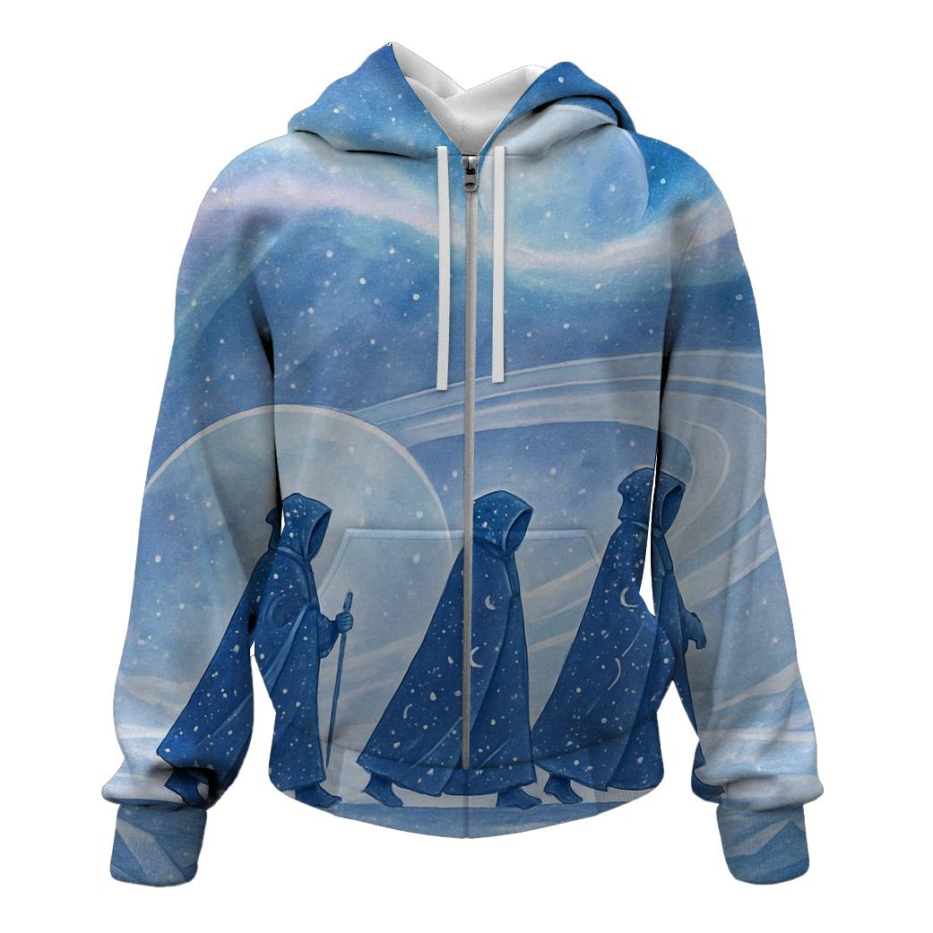 Frost Halo Caravan Under The Aurora Nebula printed hoodies