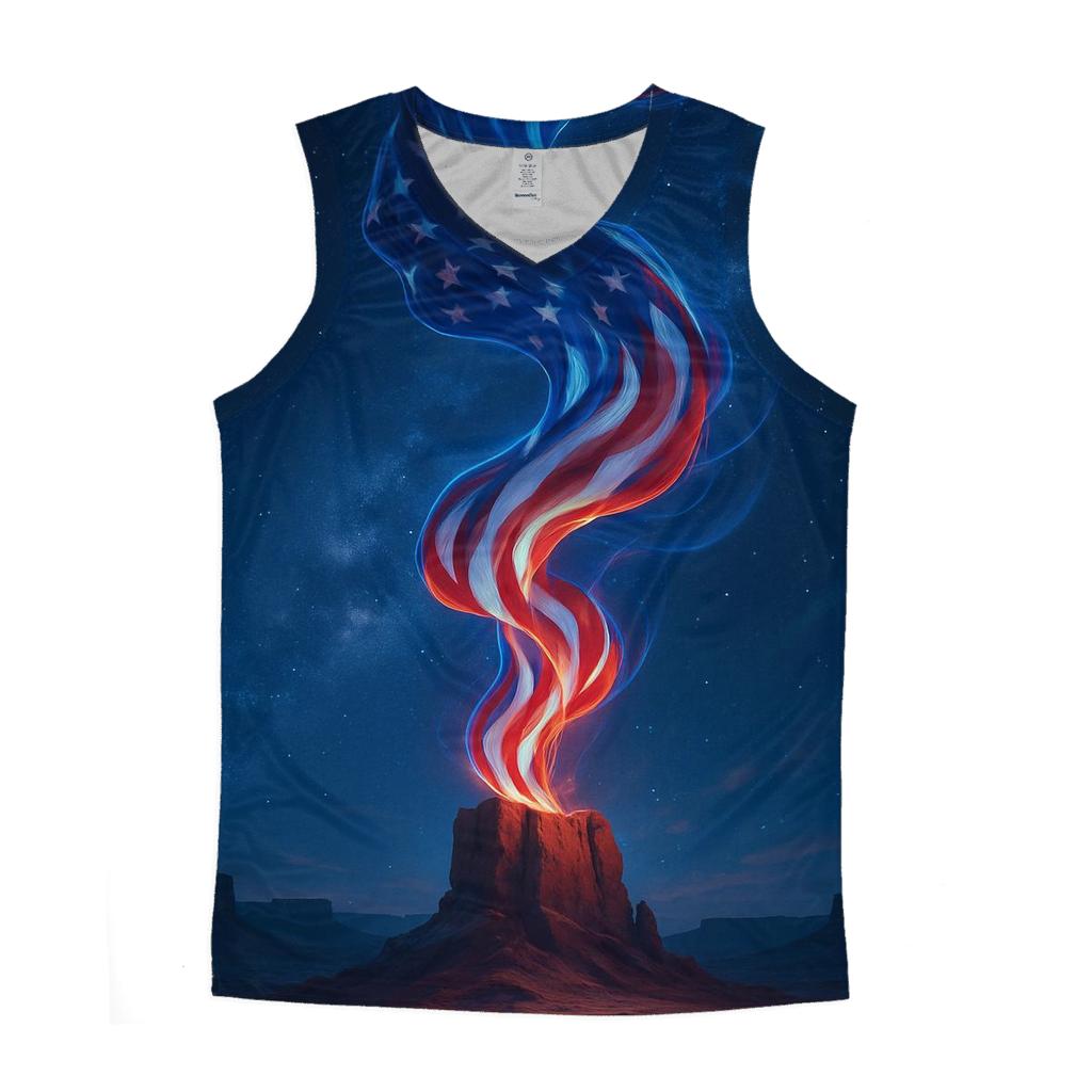 Aurora Stripes Over Desert Monolith custom tank tops