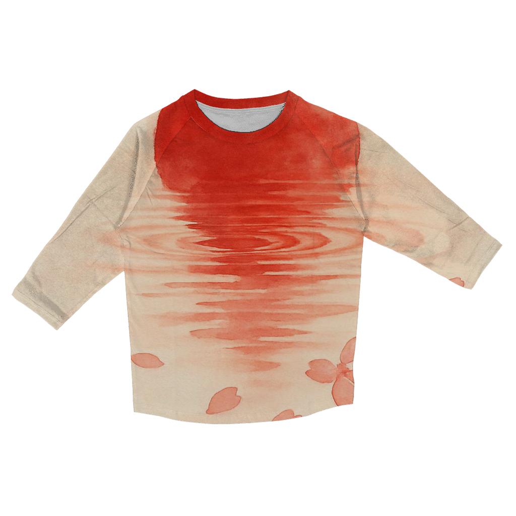 Watercolor Sakura Flag Of Japan designer 3/4 sleeve blouses