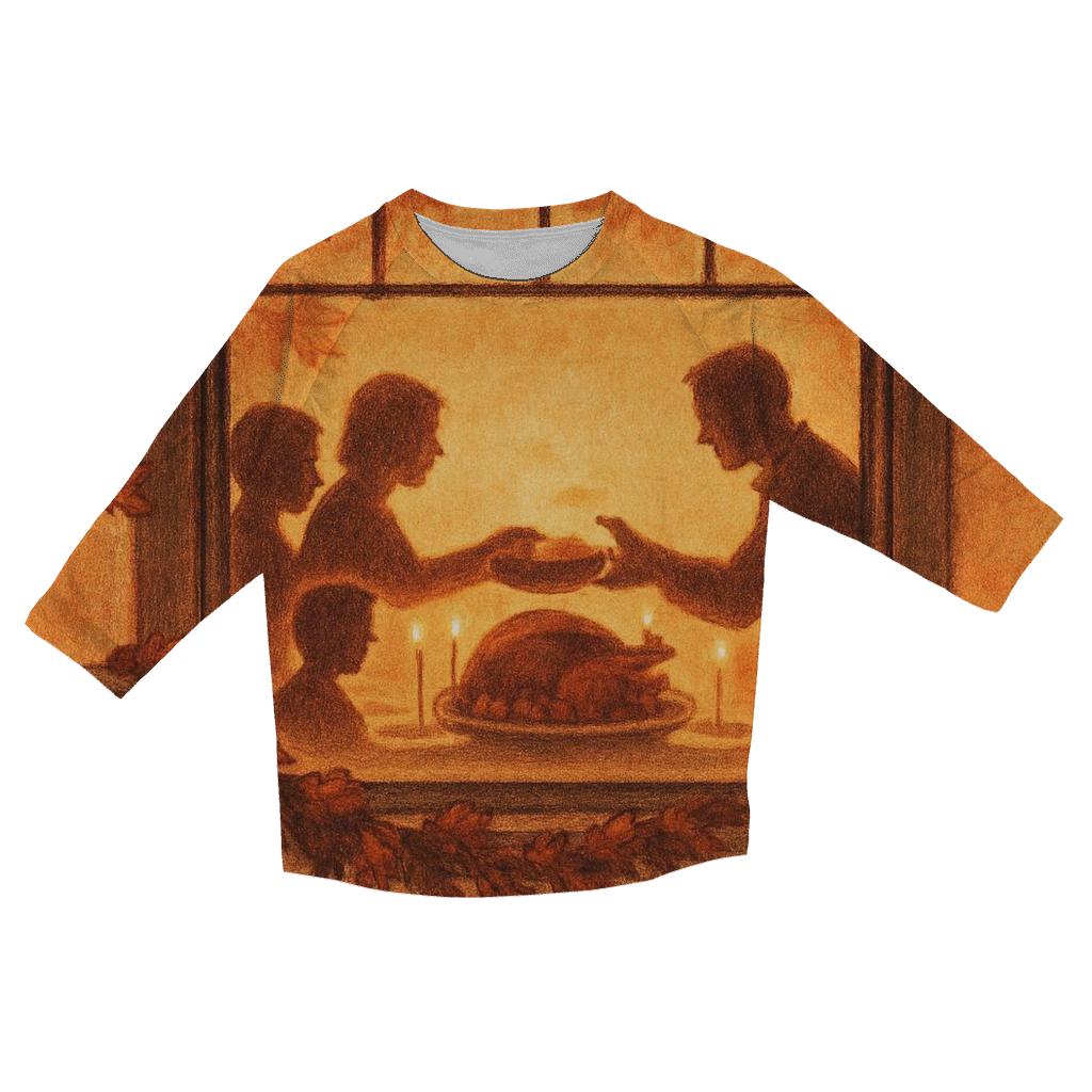 Golden Hour Family Table Through Window Glow cotton quarter sleeve shirts