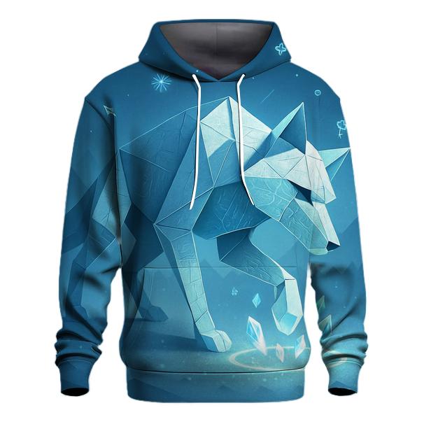 Origami Wolf In Neon Snow printed hoodies