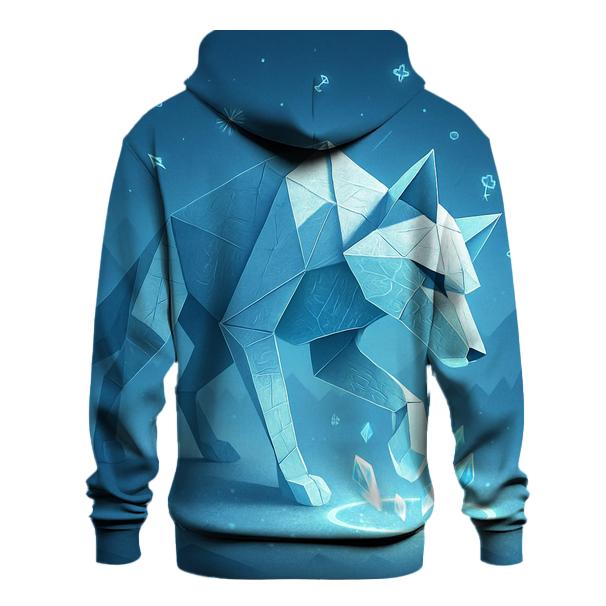Origami Wolf In Neon Snow printed hoodies