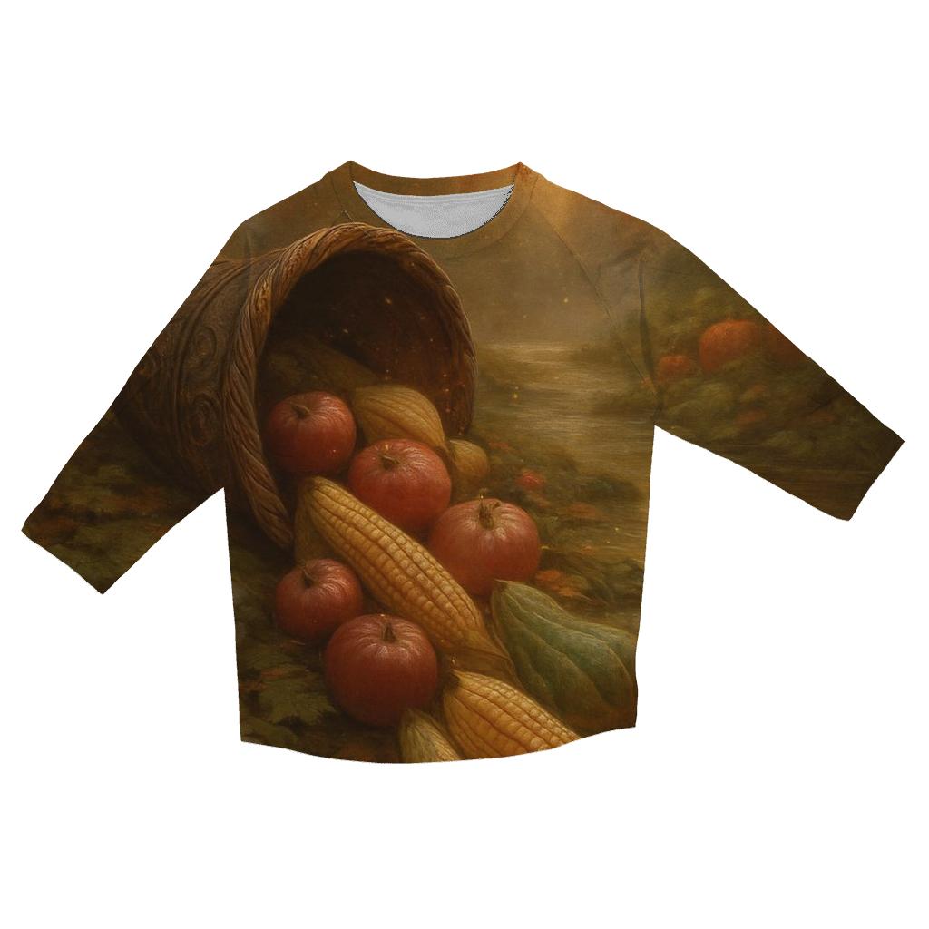 Enchanted Cornucopia River Of Abundance printed three quarter sleeve shirts