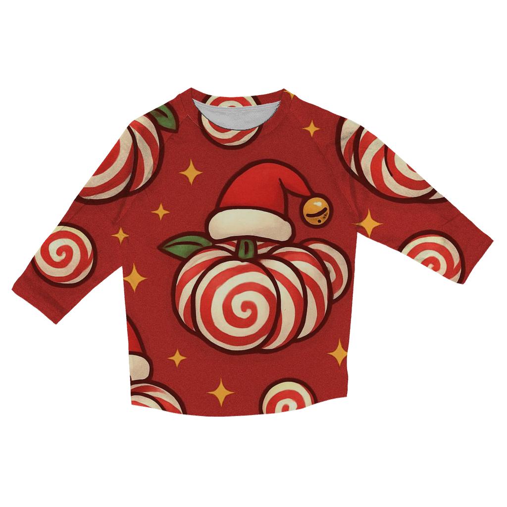 Candy Cane Spiral Pumpkins On Cranberry Field designer 3/4 sleeve blouses