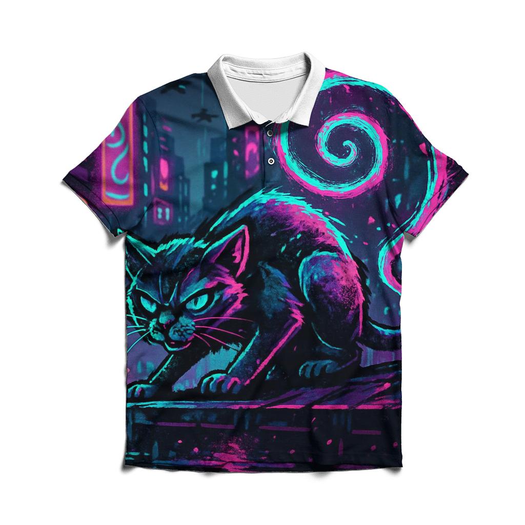 Neon Alley Coil Cat premium cotton polo shirts