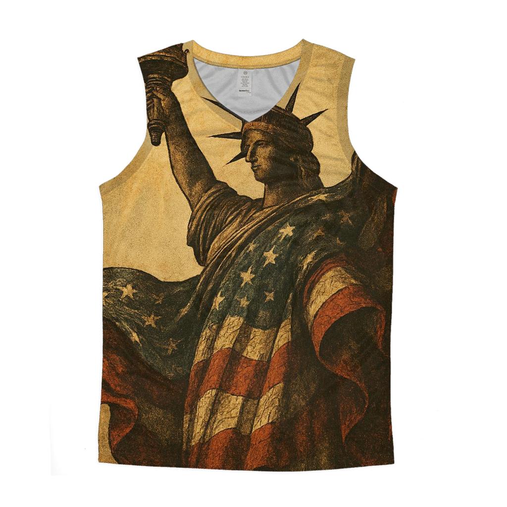 Vintage Liberty Torch In Flag Wind casual summer tank tops