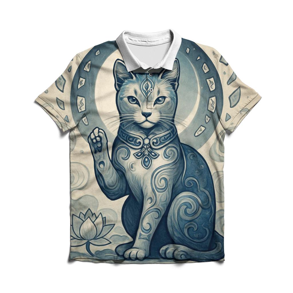 Moonlit Porcelain Guardian Cat classic pique polos