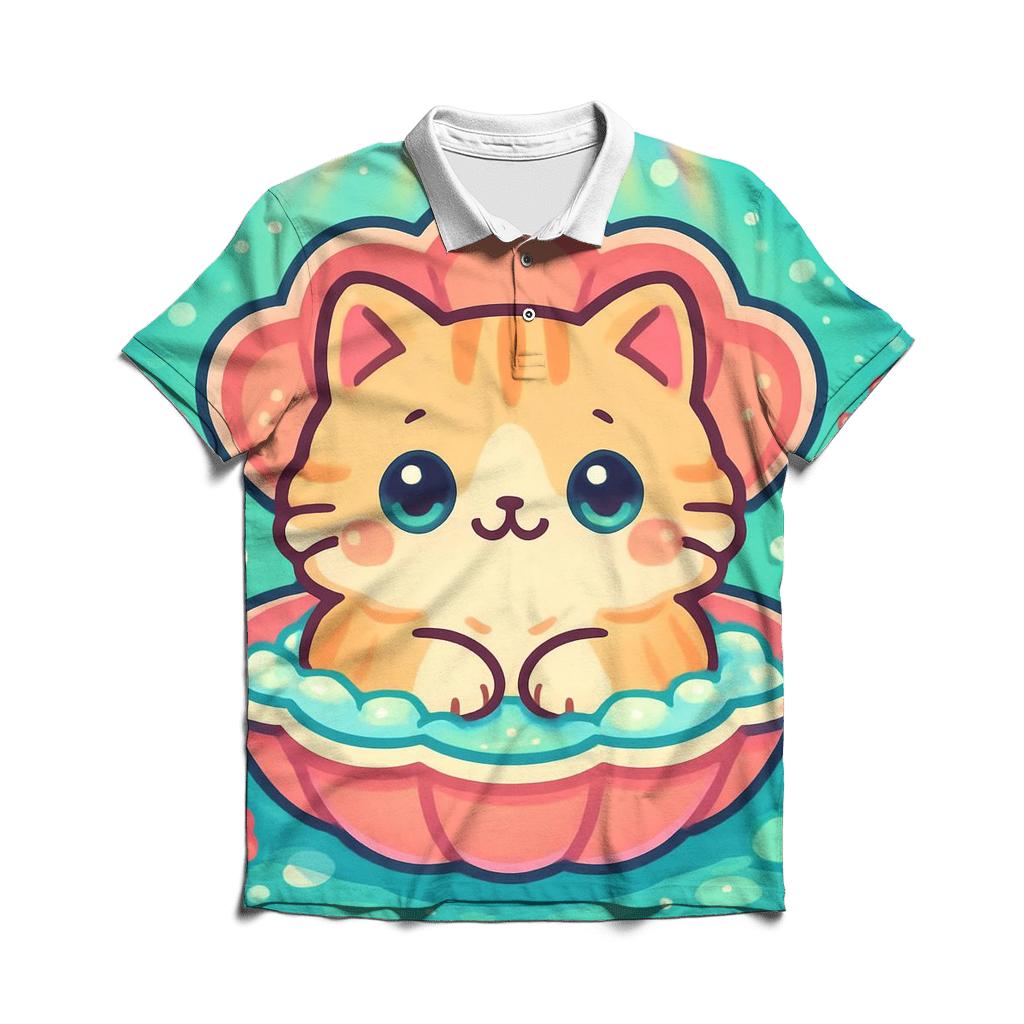 Aurora Bubble Bath Cat Spirit custom polo shirts
