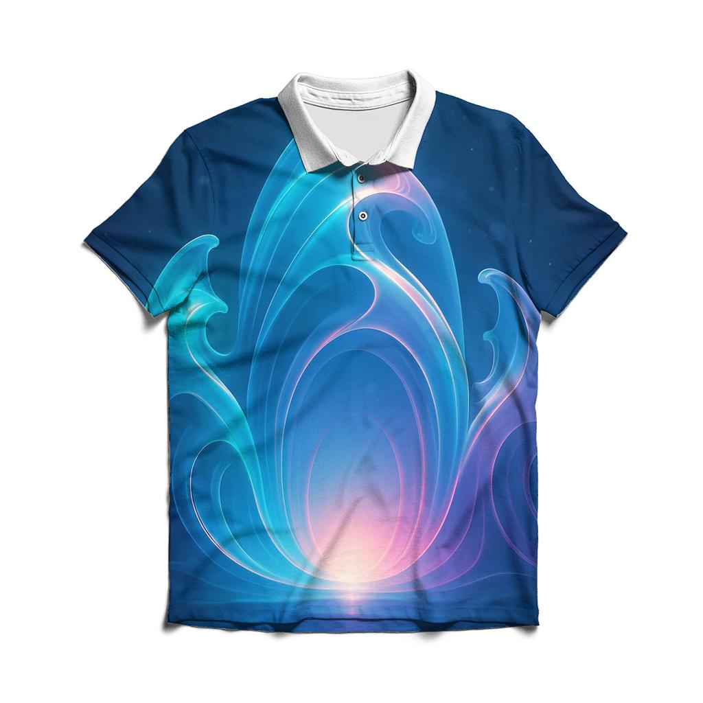Prismatic Tide Cathedral embroidered polo tops