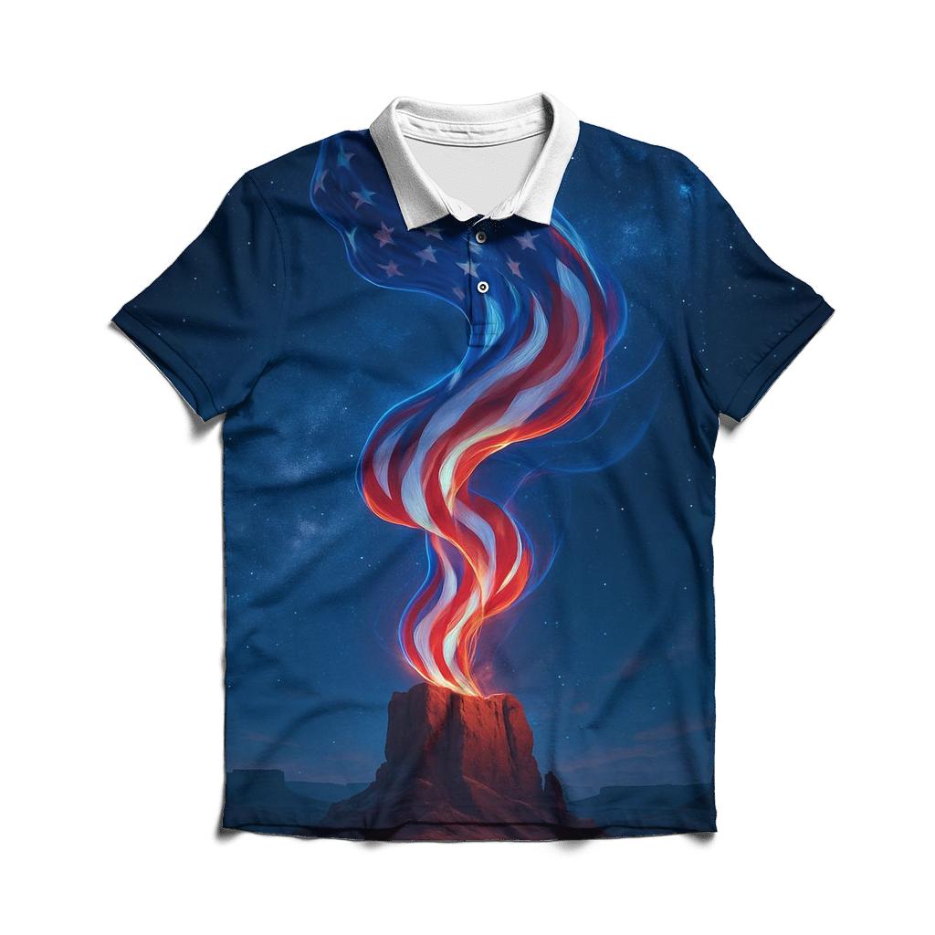 Aurora Stripes Over Desert Monolith personalized polo shirts