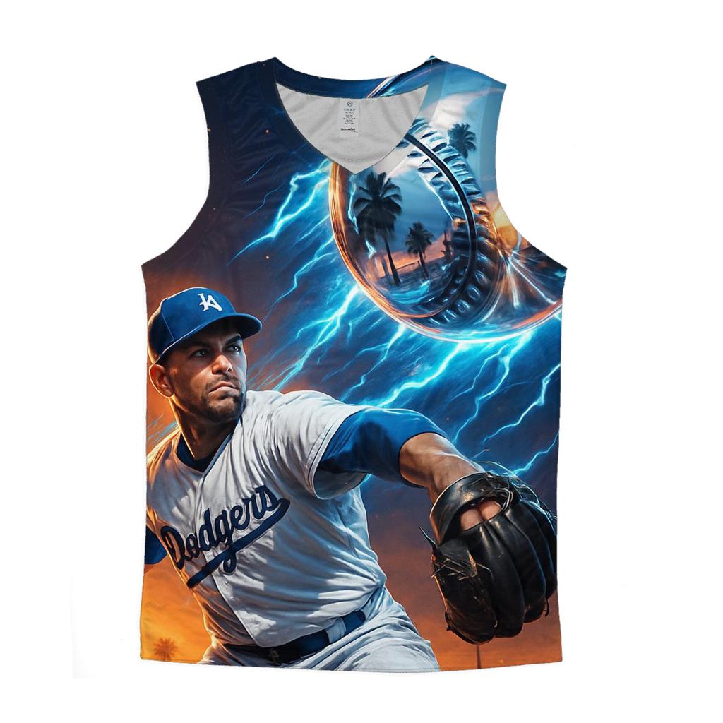 Chrome Fastball Over Sunset Boulevard personalized athletic tanks