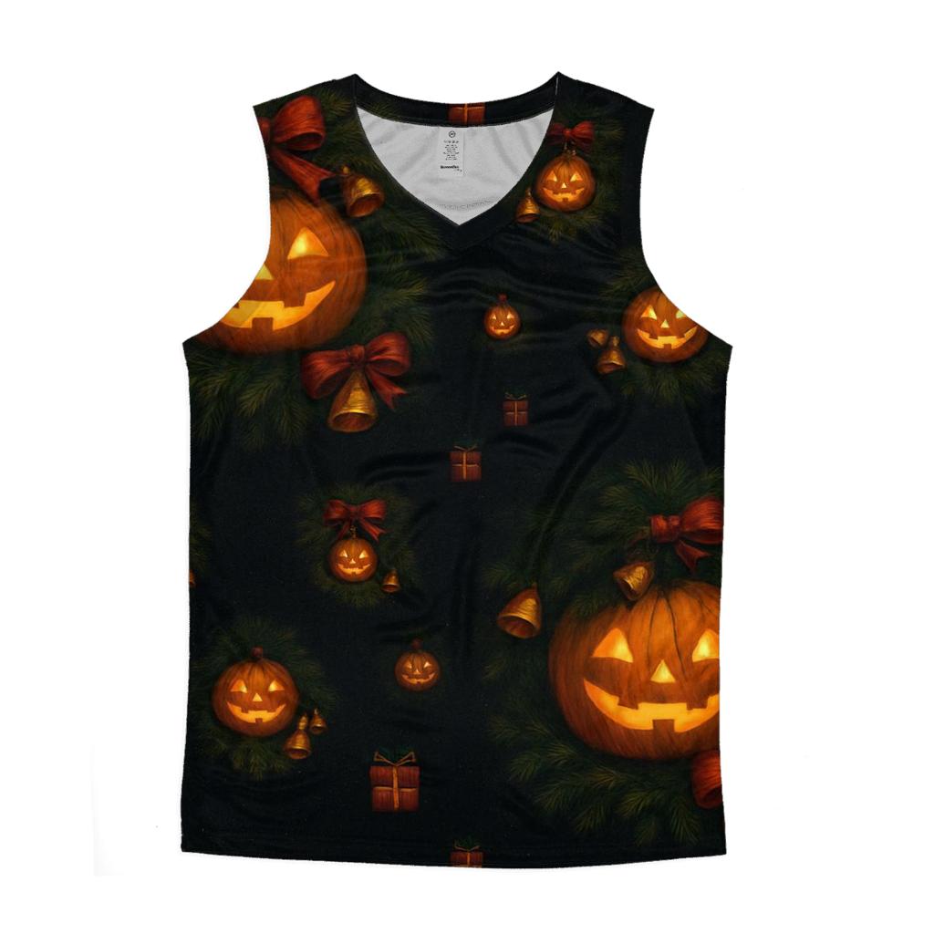 Midnight Candlelit Pumpkin Wreath Grid trendy fitted tank tops