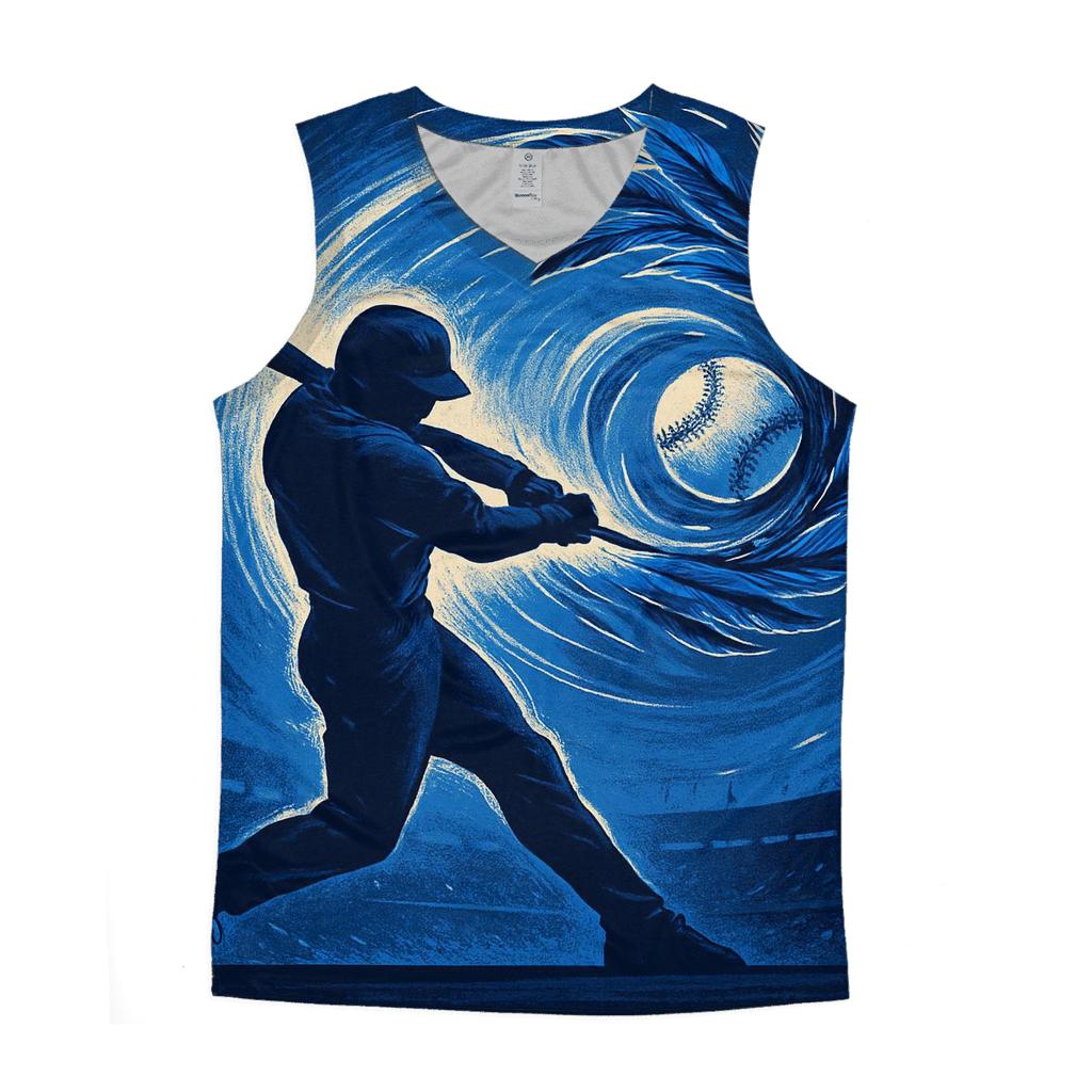 Feather Spiral Swing With Blue Jays Energy graphic print tank tops