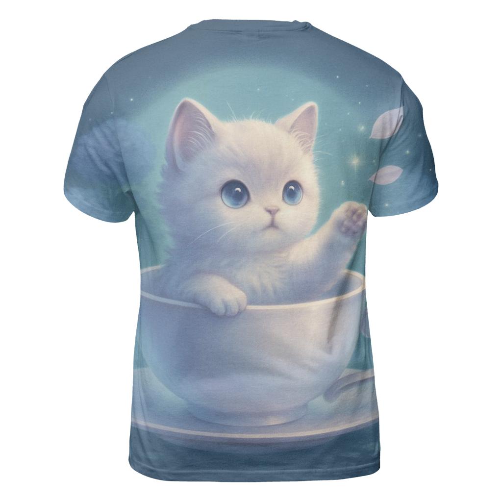 Moonlit Teacup Kitten Garden designer pattern shirts