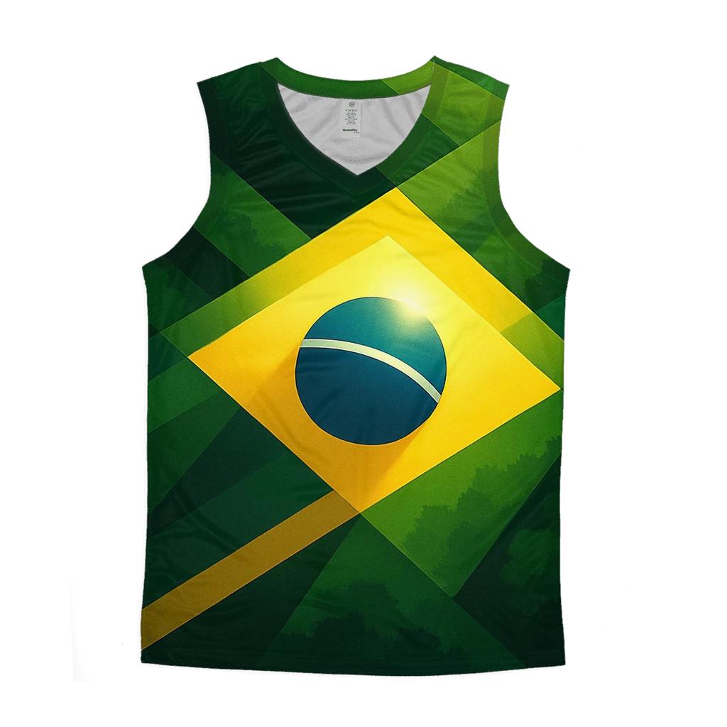 Geometric Pulse Flag Of Brazil stylish racerback tanks