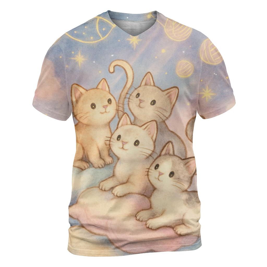 Cloud Pillow Starwatch Kittens creative print fashion shirts