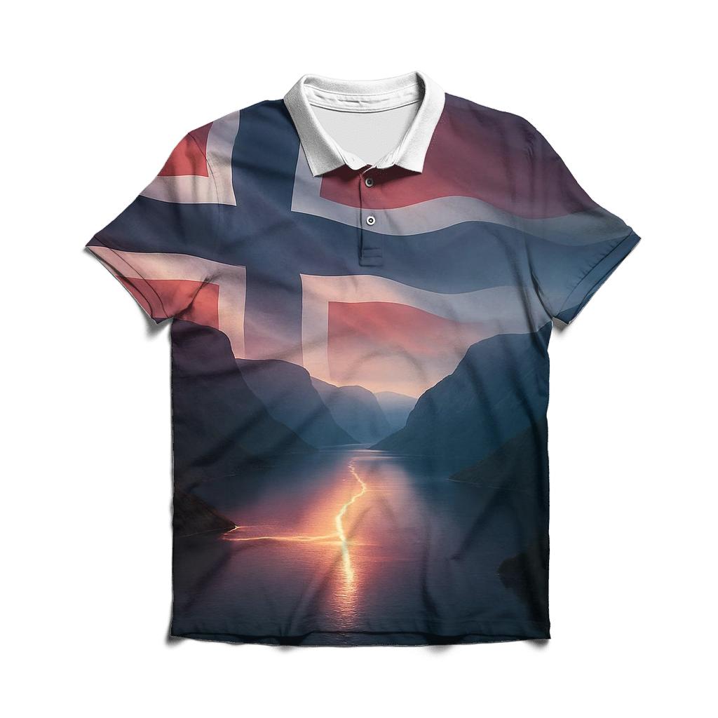Aurora Fjord Flag Of Norway branded logo polo shirts