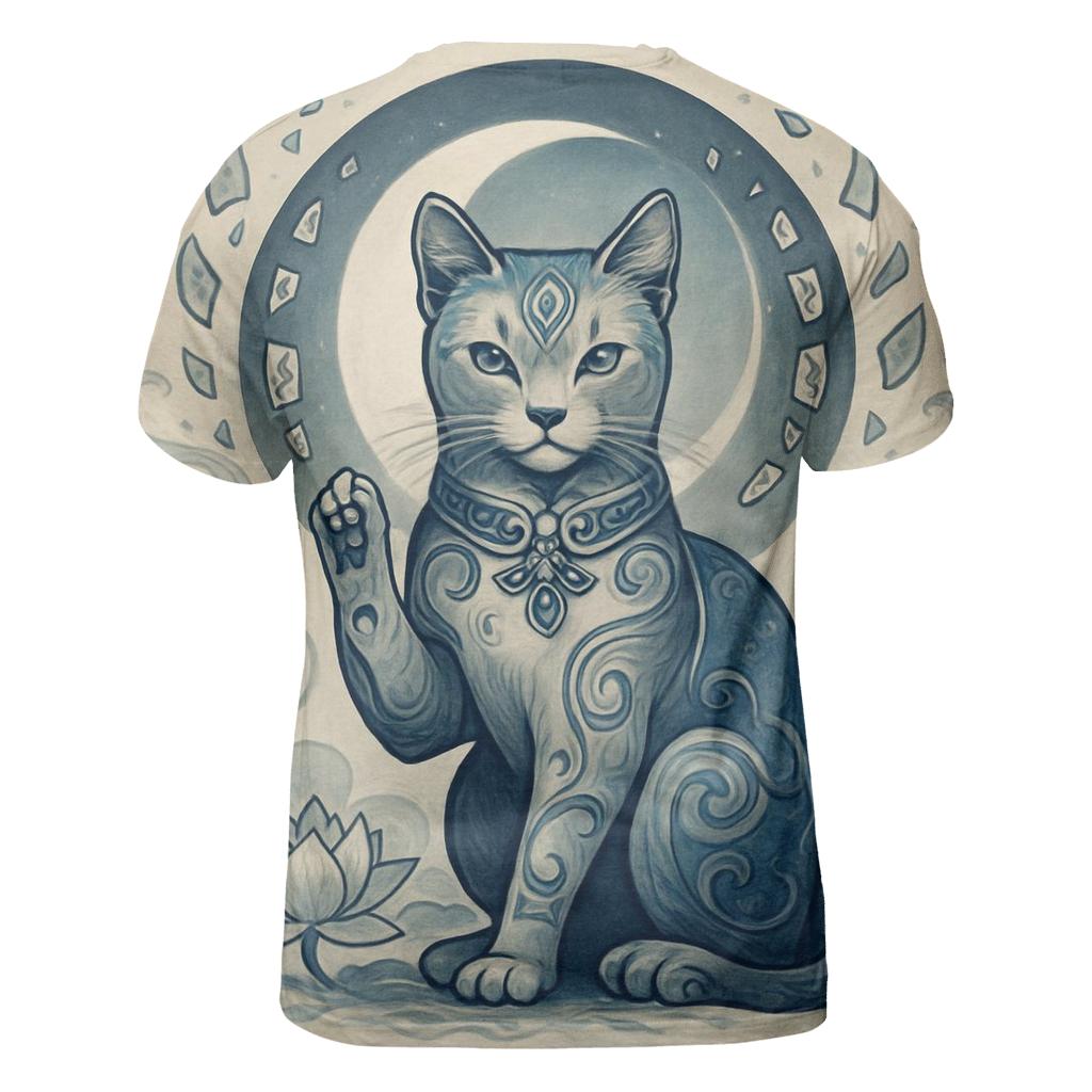 Moonlit Porcelain Guardian Cat trendy printed shirt styles
