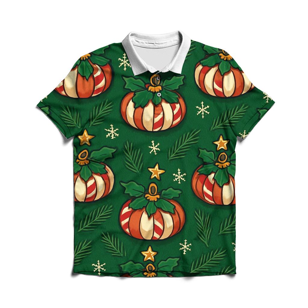 Emerald Noel Pumpkin Ornament Tessellation designer slim fit polos